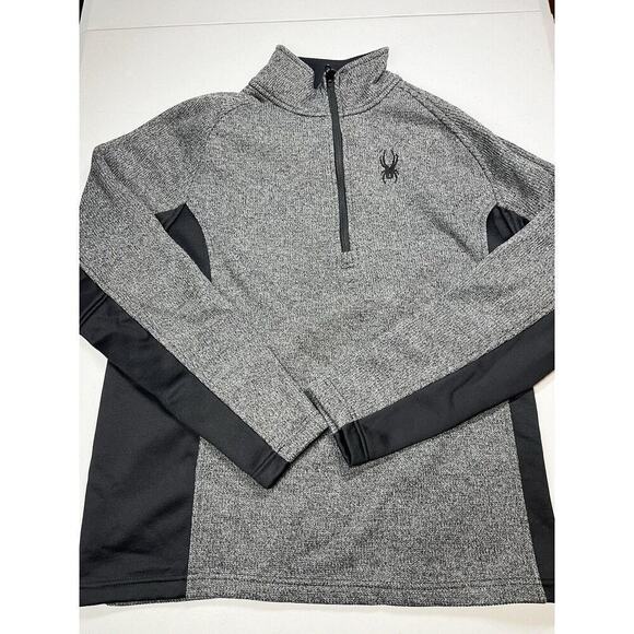 Spyder Mens Gray Pull Over 1/4 Zip Long Sleeve Size L - Picture 1 of 6